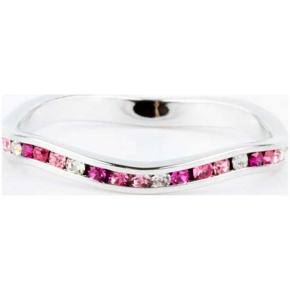 Pink Swarovski Crystal Stackable ring in Sterling Silver
