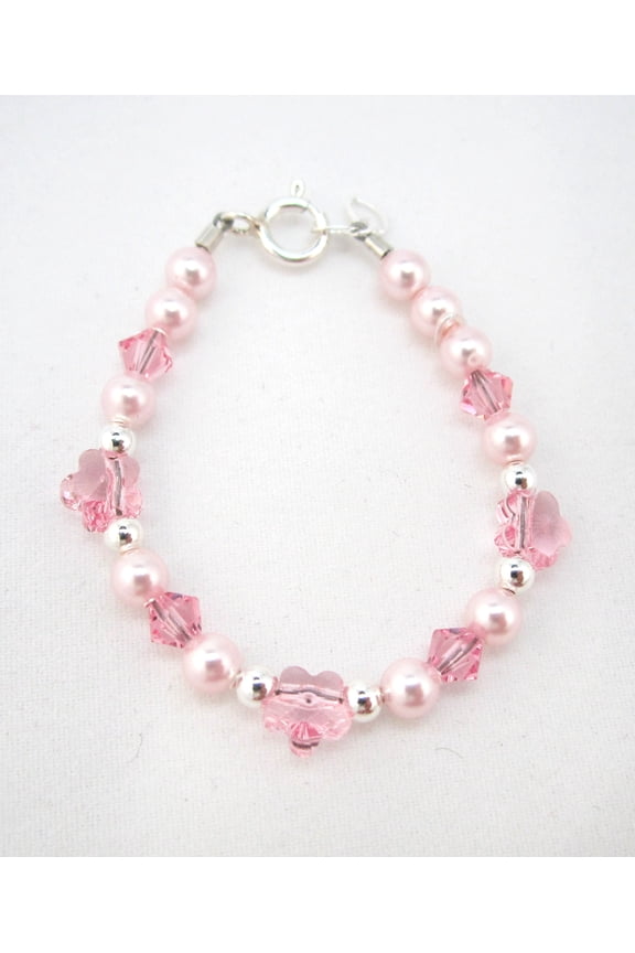 Pink Swarovski Pearls and Flower Crystals Bracelet
