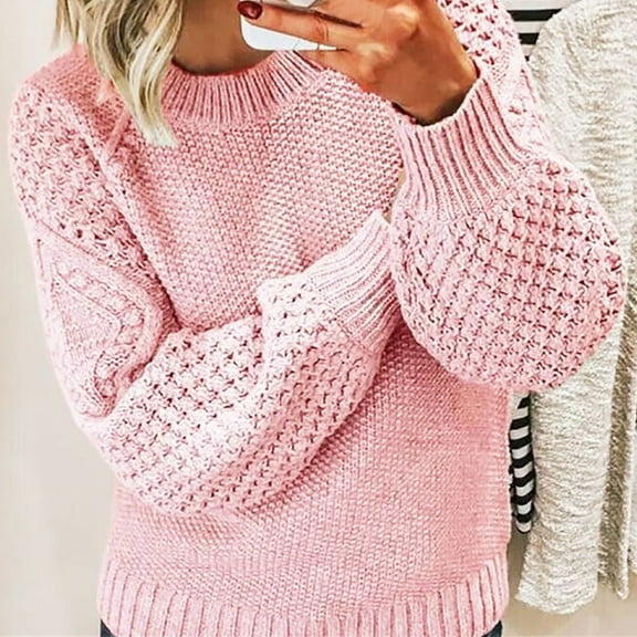 Pink Sweaters for Women's Autumn and Winter New Casual Thickened and Warm Solid Color External Knitted Pullover Sweater Womens Fall Fashion 2025