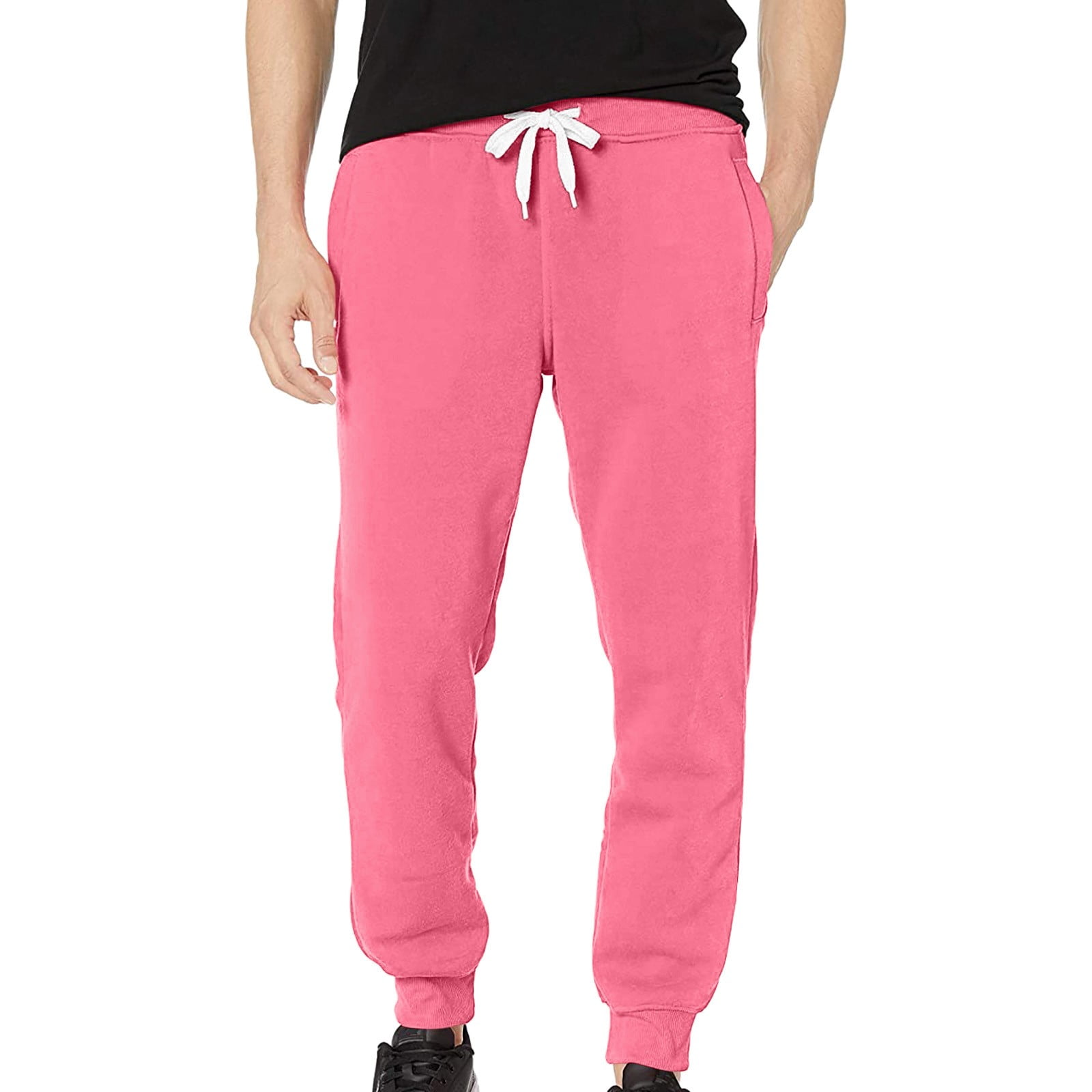 Pink Sweatpants Men's Casual Solid Basic Active Fleece Jogger