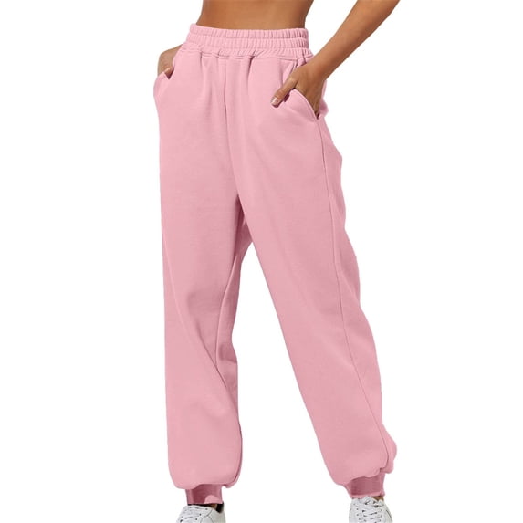 Pink Sweatpants Women's Thin High Waisted Loose Sweatpants Comfortable High Waisted Jogging Pants with Pockets Casual Sweatpants Womens Trousers