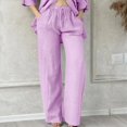 thumbnail image 1 of Pink Sweatpants Womens Daily Elastic Waist Pockets Straight Solid Color Casual Pants Loose Long Trousers, 1 of 5