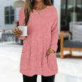 thumbnail image 1 of Pink Sweatshirt for Women Long Sleeve Shirts for Women Casual Tops Loose Fit Rib Knit Lightweight Long Sweater Crew Neck Pullover with Pockets Women Fall Clothes, 1 of 6