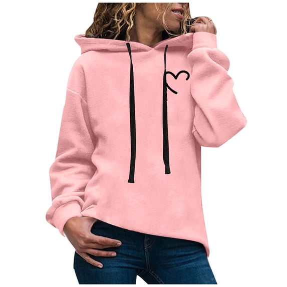 Pink Sweatshirt for Women's Casual Printed Long-sleeved Hooded Sweater Women Fall Clothes