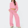 thumbnail image 1 of Pink Sweatsuits for Women 2 Piece Workout Outfits Long Sleeve Crewneck Sweatshirts and Elastic Drawstring Sweatpants, 1 of 9