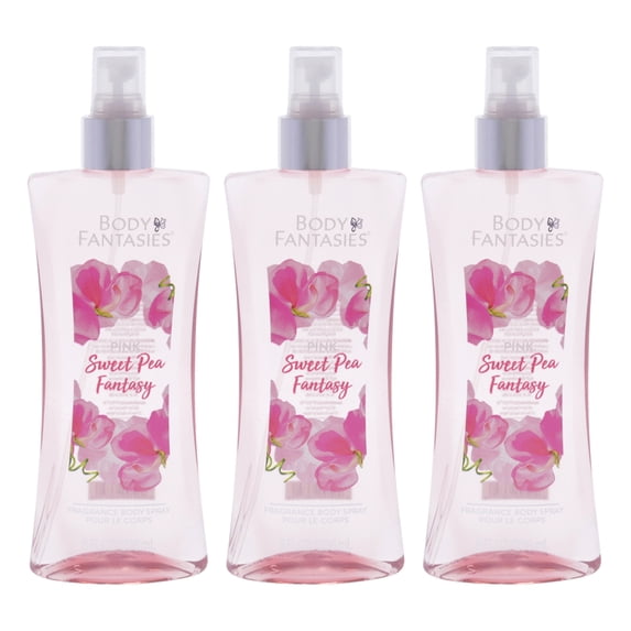 Pink Sweet Pea Fantasy by Body Fantasies for Women - 8 oz Body Spray - Pack of 3