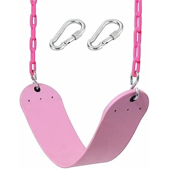 Pink Swing Seat - Heavy Duty Chain Plastic Coated - Playground Swing Set Accessories Replacement Gift Box Set Birthday Gift