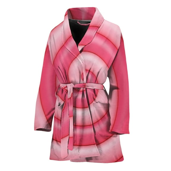 Pink Swirl Sweet Candy Women Bathrobe One Size Univeral Fits Fashion Lightweight Plush Fleece Long Robe For Women