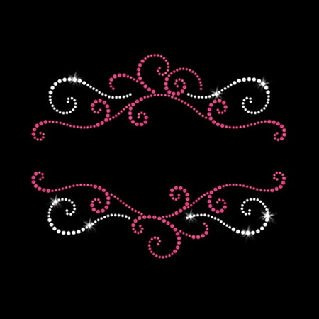 Pink Swirls Frame Swirly Border Embellishment Iron-on Clear Crystal Rhinestone and Rhinestud Transfer by JCS Rhinestones