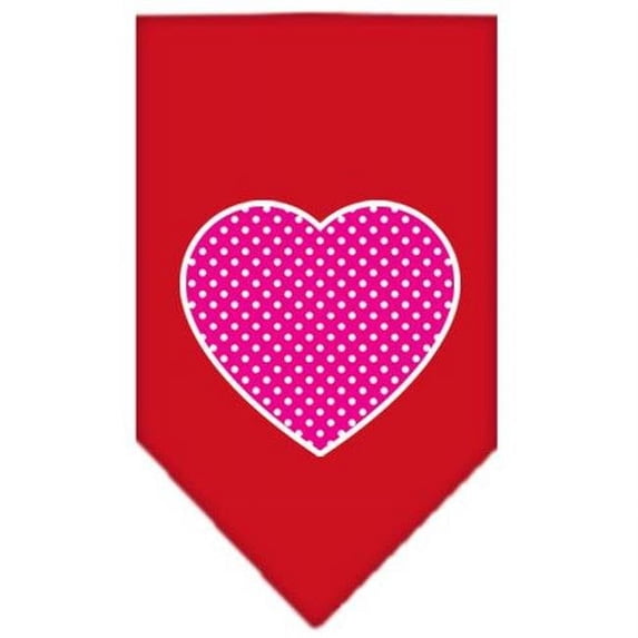 Pink Swiss Dot Heart Screen Print Bandana Red Large