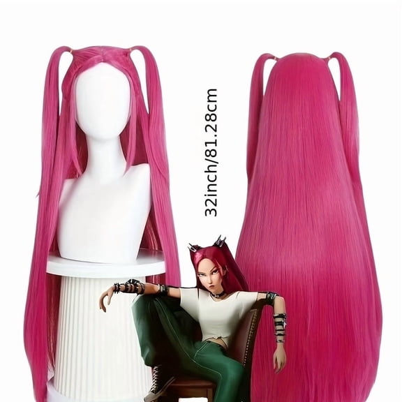 Pink Synthetic Full Head Hair Wig for Anime Cosplay - Ideal for Daily Wear and Festival Dress Up