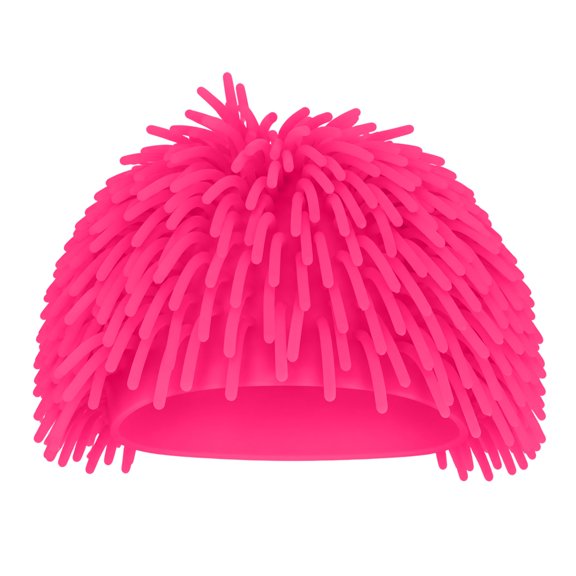Pink TPR Soft Spiky Wig Hat, Fuzzy Rubber Long Hair Head Cover, Novelty Funny Pom Pom Wig Cap for Party Cosplay Photo Booth Props
