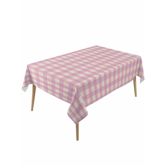 Pink Table Cloth, Grid Checkered Plaid Gingham Lattice Trellis Waterproof Tablecloth for Rectangle Tables, Reusable Washable Fabric Table Cover for Restaurant Kitchen Dining Tables 60"x120"