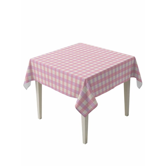 Pink Table Cloth, Grid Checkered Plaid Gingham Lattice Trellis Waterproof Tablecloth for Square Tables, Reusable Washable Fabric Table Cover for Restaurant Kitchen Dining Tables 60"x60"