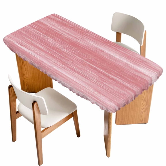 Pink Table Cloths for 4 Foot Rectangle Tables, Vintage Modern Abstract Art Ombre Patio Waterproof Elastic Fitted Tablecloths, Washable Rectangular Table Cover for Camping