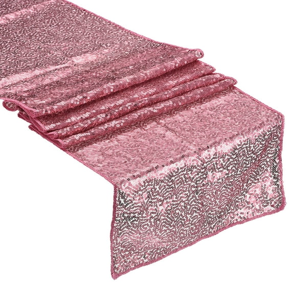 Pink Table Runner 108" x 12", Long Shining Sequin Table Runner, 2Pcs