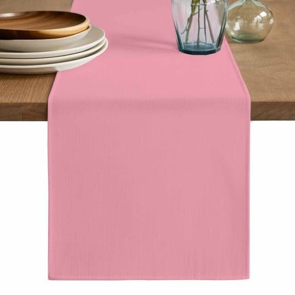Pink Table Runner, Pure Pink Washable Cotton Linen Table Runners 36 Inches Long, Dresser Scarf Runner for Nightstand/End Tables/Round Tables 13''x36''