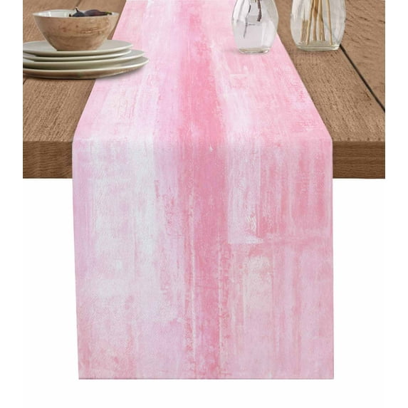 Pink Table Runner Retro Oil Painting Modern Abstract Art Aesthetics Tablerunners 13 x 60 Inch, Table Decorations Tabletop Scarf for Summer Gathering Holiday Farmhouse Kitchen Dining Decor