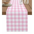 thumbnail image 1 of Pink Table Runners 120 Inches Long, Cotton Linen Fabric Table Runner Dresser Scarf, Country French Rustic Buffalo Plaid Modern Art Tablerunner for Party/Kitchen/Dinner/Wedding Decor 13''x120'', 1 of 7