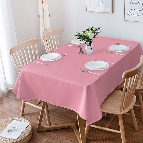 Pink Tablecloth Rectangle Table Cloth 60x102 , Waterproof Tablecloth Outdoor Table Cloth, Pure Pink Washable Table Cover for Kitchen Dining Party