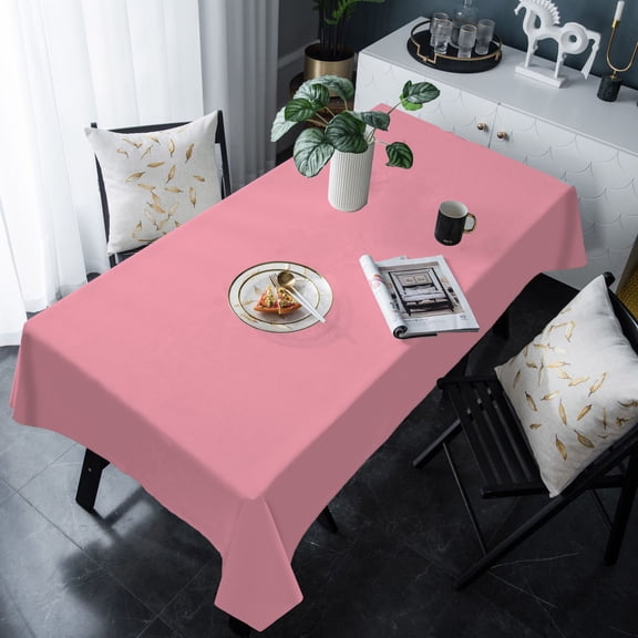 Pink Tablecloth Rectangle Table Cloth 60x120 , Waterproof Tablecloth Outdoor Table Cloth, Pure Pink Washable Table Cover for Kitchen Dining Party
