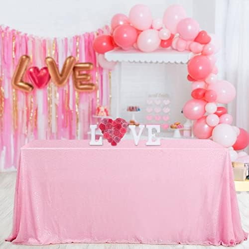Pink Tablecloth Sequin Table Overlays Elegance Wedding Decoration Rectangular Party Tablecloths Sequin Table Drapes for Patio Birthday 90x90inch