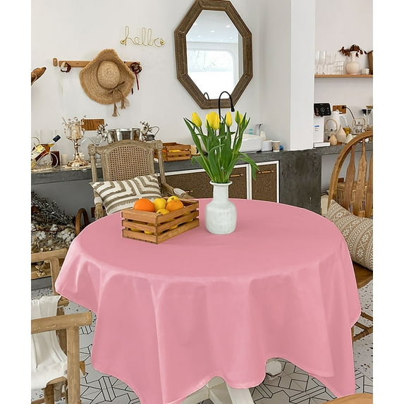 Pink Tablecloth Square Table Cloth 60x60 , Waterproof Tablecloth Outdoor Table Cloth, Pure Pink Washable Table Cover for Kitchen Dining Party