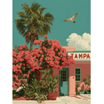 thumbnail image 1 of Pink Tampa Ticket Travel Canvas Print Trendy Aesthetic Home Living Room Wall Decor Art, 1 of 8