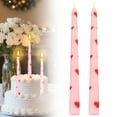 thumbnail image 1 of Pink Taper Candles Set of 2, 10 Inch Romantic Heart Pattern Candlesticks, Unscented Tall Dinner Candles for Valentine’s Day, Wedding Table Decor, Gift for Her, 1 of 6