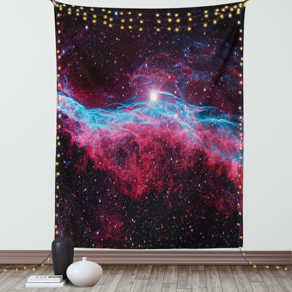 Pink Tapestry, Science for Kids Outer Space Galaxy Print Universe Stars Astronomy Nebula Theme, Wall Hanging for Bedroom Living Room Dorm Decor, 60W X 80L Inches, Black and Magenta, by Ambesonne