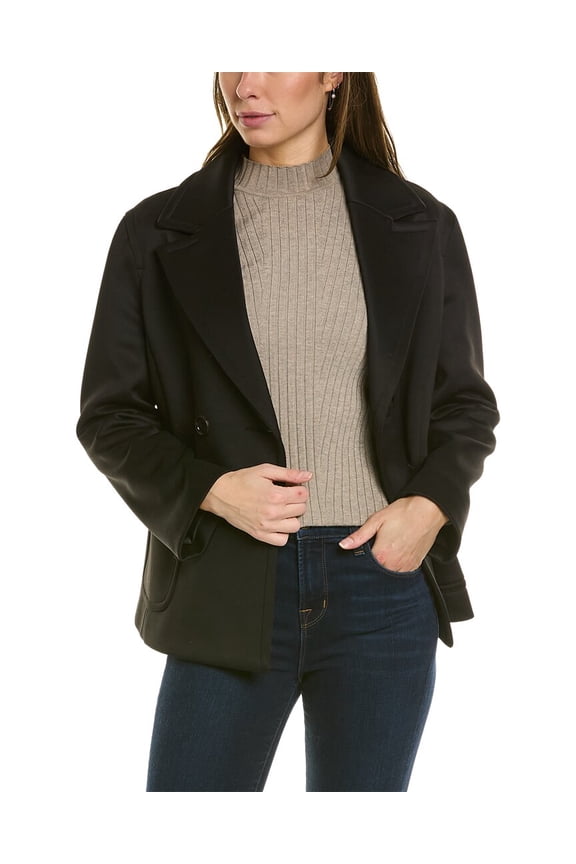 womens  Short Peacoat, 14, Black
