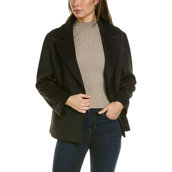 Pink Tartan womens  Short Peacoat, 4, Black