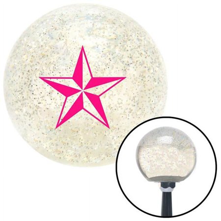 Pink Tattoo Star Thin Clear Metal Flake Shift Knob with M16 x 1.5 Insert Shifter Brody