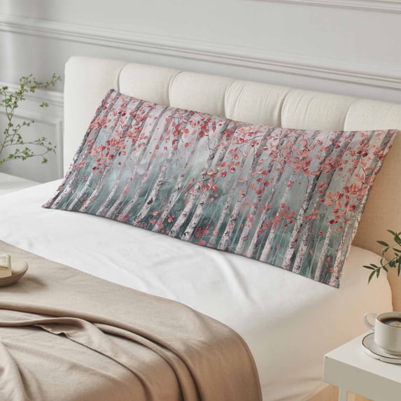 Pink Teal Forest Body Pillow Cover, Pillowcase Protectors with Zipper, Breathable Decorative Throw Pillow Case Cover, Modern Oil Painting Art Pillow Shams for Couch Sofa 20x60Inch