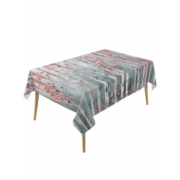 Pink Teal Forest Table Cloth, Modern Oil Painting Art Waterproof Tablecloth for Rectangle Tables, Reusable Washable Fabric Table Cover for Restaurant Kitchen Dining Tables 60"x120"