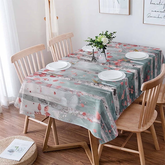 Pink Teal Forest Tablecloth Rectangle Table Cloth 60x84 , Waterproof Tablecloth Outdoor Table Cloth, Modern Oil Painting Art Washable Table Cover for Kitchen Dining Party
