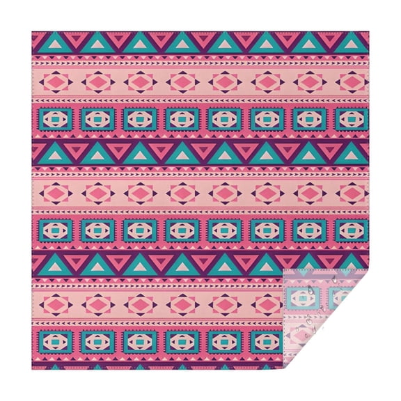 Pink and Teal Geometric Boho Pattern Square Tablecloth,Waterproof Square Table Cover,Wipeable Spillproof Washable Table Cover for Home Kitchen Party Decor 60"x60"(152x152cm)