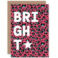 thumbnail image 1 of Pink Teal Leopard Word Bright Greetings Card Plus Envelope Blank inside, 1 of 3