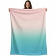 thumbnail image 1 of Pink Teal Ombre Blanket Soft Cozy Warm Throw Blanket for Couch, Plush Fuzzy Flannel Fleece Blankets for Sofa, Modern Abstract Art Gradient Aesthetics Bed Blankets Lightweight Gifts for Women, 30"x40", 1 of 9