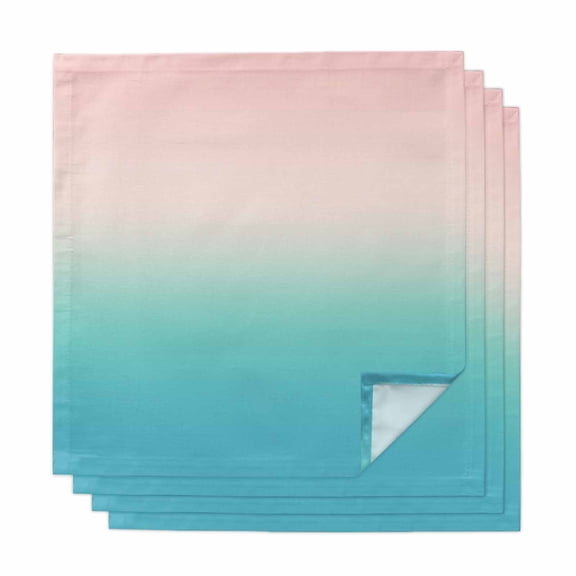 Pink Teal Ombre Cloth Napkins, Modern Abstract Art Gradient Aesthetics Washable and Reusable Dinner Napkins Set of 4, Table Napkin for Kitchen Party Birthday Wedding Hotel Housewarming 20"x20"