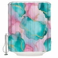thumbnail image 1 of Pink Teal Shower Curtain Set ，Waterproof Fabric Shower Curtains Green Marble Abstract Cracks Stone Modern Art Shower Curtains for Bathroom,Bathroom Decor 36"x72", 1 of 6