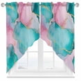 thumbnail image 1 of Pink Teal Swag Curtain Valance for Windows, Green Marble Abstract Cracks Stone Modern Art Window Treatments Short Swag Topper for Kitchen Windows Bathroom Bedroom, 36"x45", 1 of 8