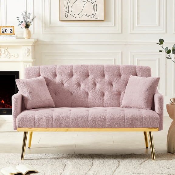 Pink Teddy 2 - Seater Couch - Contemporary Design - Bedroom and Loft - Matching Pillows Included