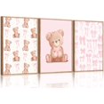thumbnail image 1 of Pink Teddy Bear Canvas Wall Art Coquette Bow Wall Decor Pictures Cute Animal Nursery Posters Prints for Baby Girls Room Bedroom Home Decorations（Only canvas）, 1 of 6