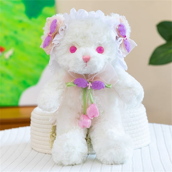 Pink Teddy Bear Stuffed Animal, 12 in Floral Nursery Decor, Student Girl Stuffed Animal, Pink Bow Student Shower Decorations, 2026 Decorations, 1 Pc