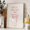 thumbnail image 1 of Pink Tequila Shot Art Print: Modern Bar Cart Decor, Unframed Canvas 24x36in, 1 of 4