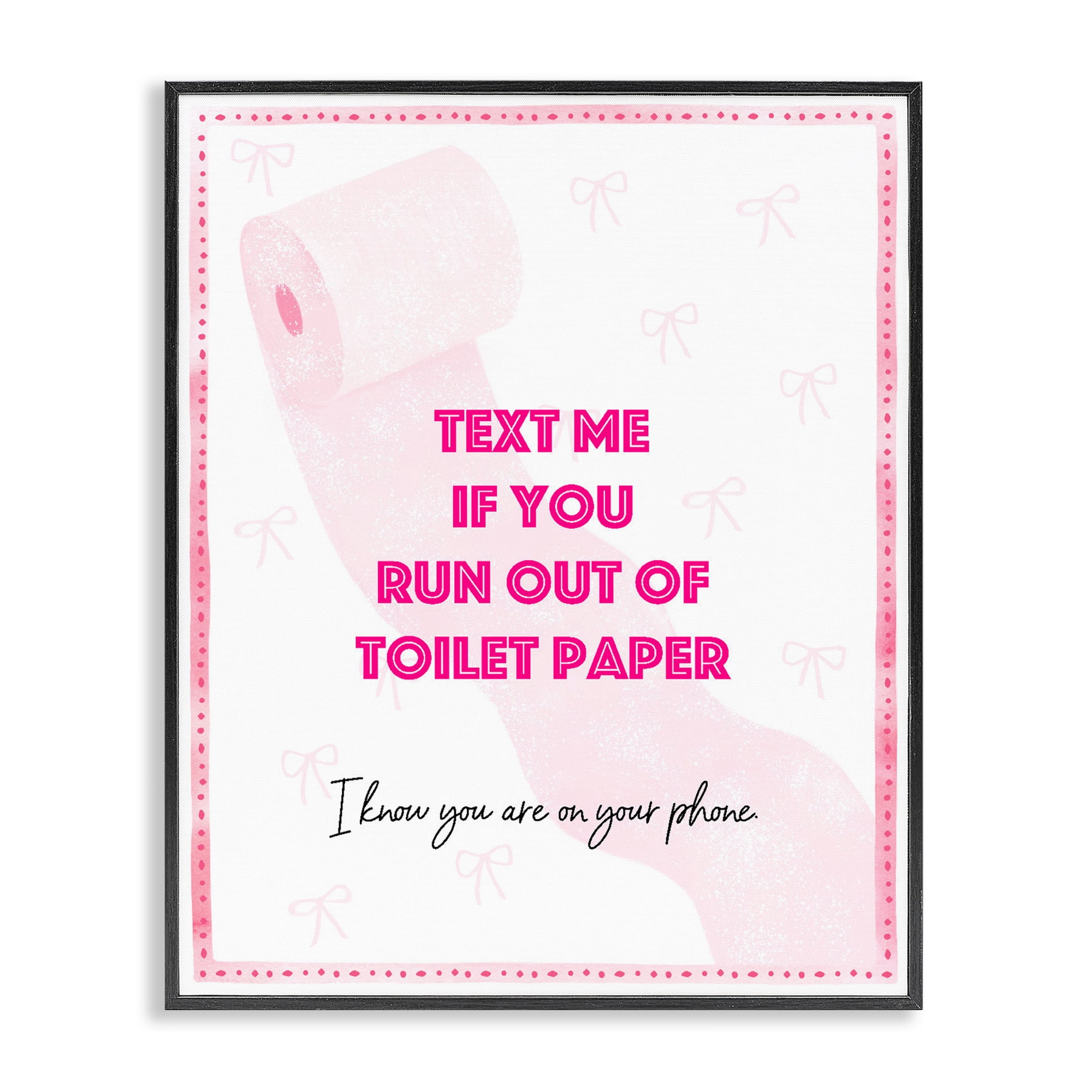 Pink Text for Toilet Paper Black Framed Giclee Art, design by Ziwei Li