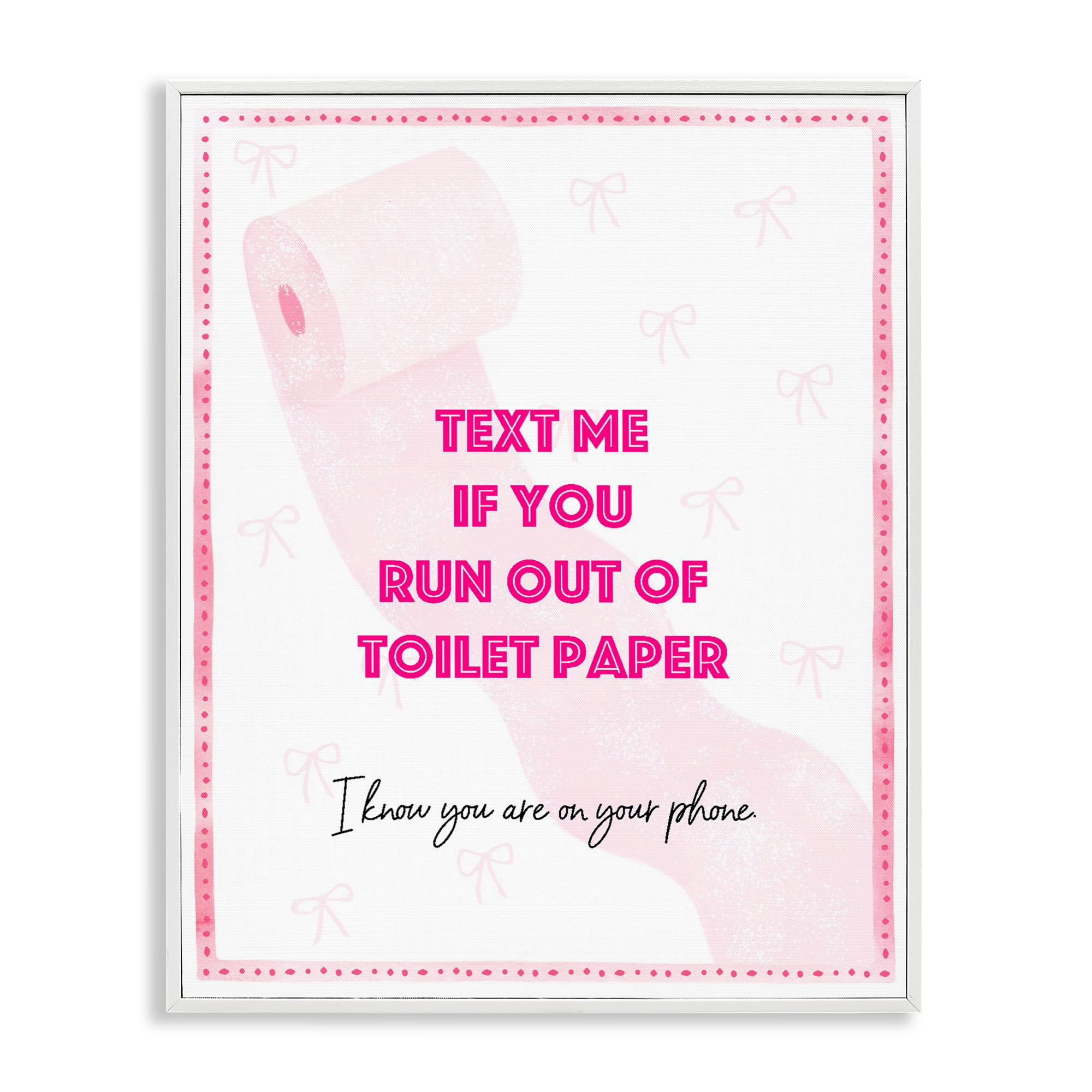 Pink Text for Toilet Paper White Framed Giclee Art, design by Ziwei Li