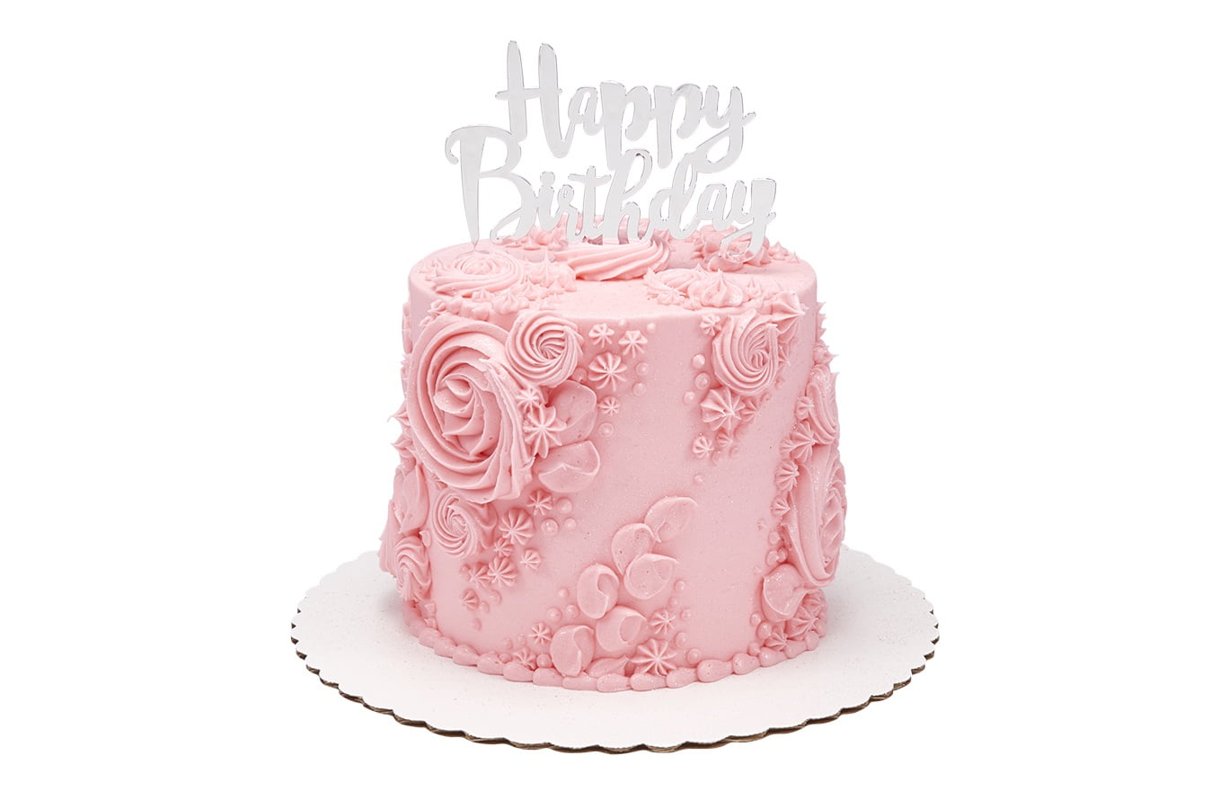 Pink Textured Floral Barrel Cake