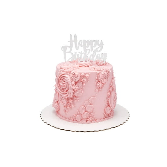 Pink Textured Floral Barrel Cake